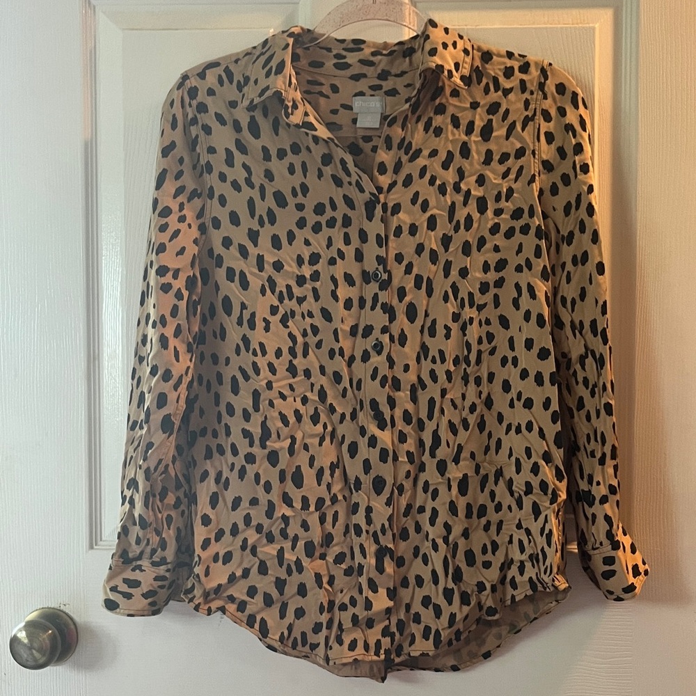 Chico's Leopard Print Button-Down Shirt